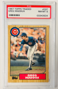 PSA 8 NM-MT 1987 Topps Traded Greg Maddux Graded Card