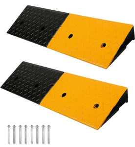 Mopam 2PCS Rubber Curb Ramp 4'' Rise Heavy Duty Driveway Ramps for Sidewalk Threshold Ramp for Loading Dock Sidewalk Car Scooter Bike Motorcycle, 39'' (L) x 10'' (W) x 4'' (H)