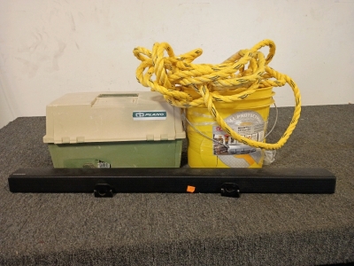 Rooftop Safety Kit, Tackle Box with Treasure and Samsung Speaker