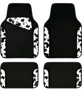 (2) Styles Of Car Floor Mats! -Cow Print And Black Bedazzled