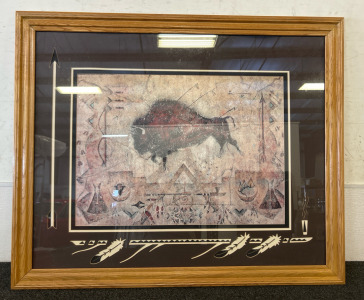 Framed Art - Buffalo Tribe Journey Art Print by Cecilia Henle In Frame