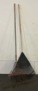 Black Leaf Rake And Metal Lawn Rake