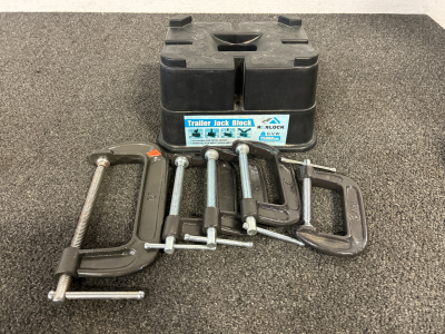 Trailer Jack Block and (5) C-Clamps (6", 4", and 3")