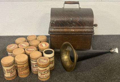 Edison Standard Phonograph W/ 15 Records