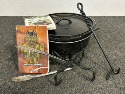 Lodge 6-Quart 12" Cast Iron Dutch Oven W/ Lid and Accessories