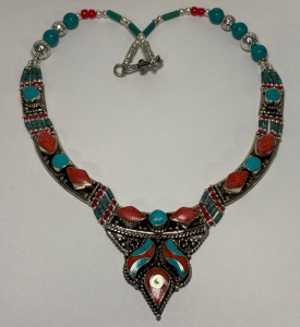 Beautiful Large Blue/Red Turquoise Necklace
