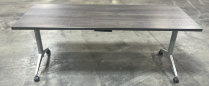 Foldable Wooden Top Rolling Table 6&rsquo;x2&rsquo;x30&rdquo;