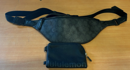(1) Black Coach Fanny Back (1) Black Lululemon Wallet