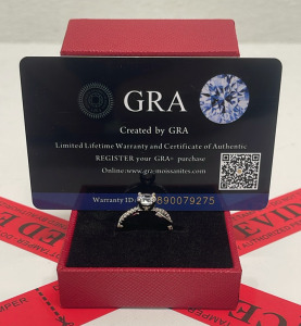 GRA Moissanite Engagement Ring, Round Brilliant Cut, Warranty ID: 890079275