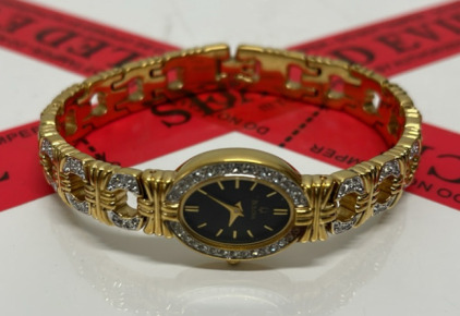 Bulova A3 Women's Dress Watch, Black Dial, Gold-Tone Band