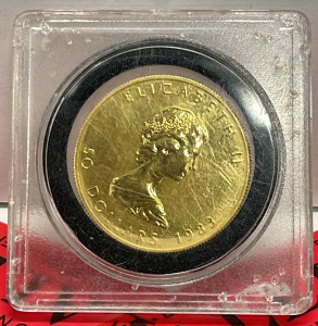 1983 Canadian Gold Maple Leaf Coin, 1 oz, 99.99% Gold, $50 CAD