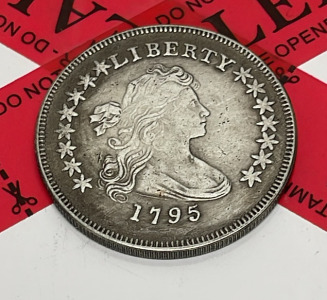 (Unverified) 1795 United States Flowing Hair Dollar Coin, 90% Silver, 1.573 in Diameter