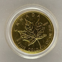1982 Canadian Gold Maple Leaf Coin, 1/4 oz, $10, 99.99% Purity - 3
