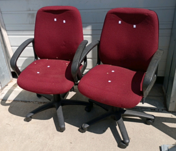 (2) Office Swivel Chairs, Red Cloth