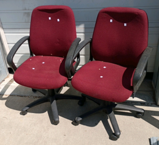 (2) Office Swivel Chairs, Red Cloth
