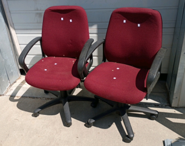 (2) Office Swivel Chairs, Red Cloth