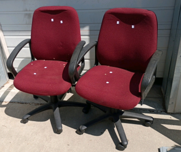 (2) Office Swivel Chairs, Red Cloth