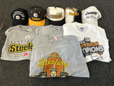Pittsburgh Steelers Shirts (Size Medium) and Hats