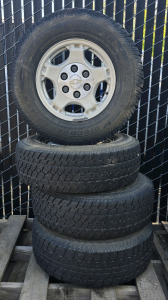 (4) Cooper Discover ATR LT245/75R16 Tires On Chevrolet Truck 6 Lug Rims W/ Covers And Lugs