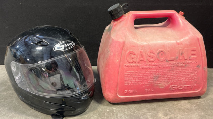 Gmax Sports Helmet & 5 Gal Gasoline Can