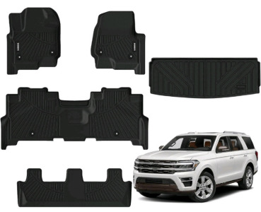 Naibeve Floor Mats for 2018-2025 Ford Expedition 8 Seats with 2nd Row Bench Seat-All Weather for Ford Expedition Floor Mats Liners 3 Row & Cargo Liner Behind The 3rd Row Accessories, RT-TCZ Gear Shift Panel Trim Cover Cup Holder Trim Cover Decoration Inte