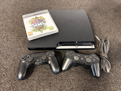 Sony PlayStation 3 Gaming Console With Sims 3 Game and (2) Controllers