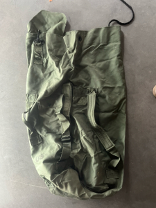 Army Duffel Bag, Ridgid 1/2" Spade Handle Drill & Paintball Mask
