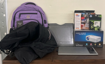 Home Cinema Projector, Wireless BBQ Meat Thermometer, HP Ink Cartridge, Wacom USB Tablet, Backpack & Duffel Bag