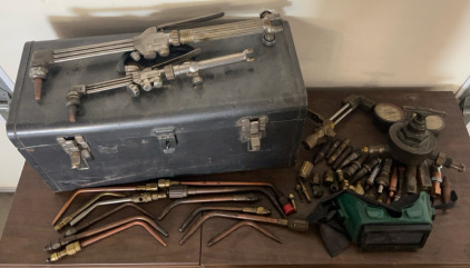 Toolbox With Victor & Smith Torches, Gauges, Lots Of Tips & Misc.
