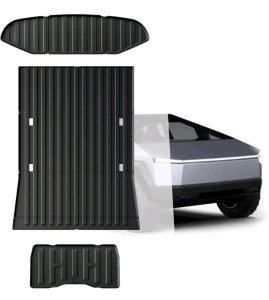 Trunk Bed Mat for 2024 Tesla Cybertruck Accessories, 3PCS TPE Odorless Anti-Slip All Weather Protection Frunk and Rear Trunk Mat for Interior, RT-TCZ Gear Shift Panel Trim Cover Cup Holder Trim Cover Decoration Interior Accessories Compatible with Jeep Wr