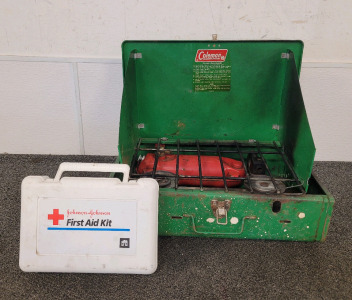Vintage Coleman Camp Burner Amd First Aid Kit