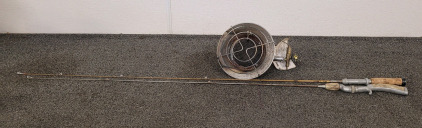 Steel Fishing Rods, And A Mr Heater Radiant Propane Heater