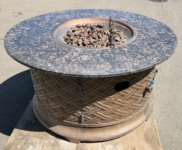 Large Propane Fire pit 44" Around 24" in Great Condition Granite Top ..