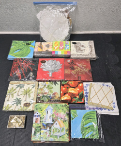 Assorted Packs of Decor Napkins, Plate Place Mats, & Metal Table Sprinkles