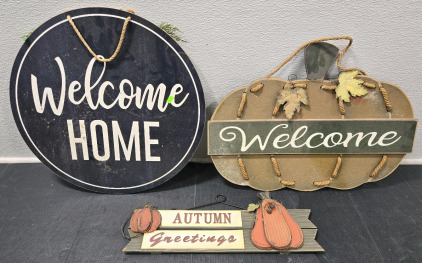 (3) Hanging Greeting Sign Home Decor