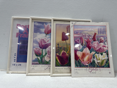 (4) Posters & Poster White Art Frames
