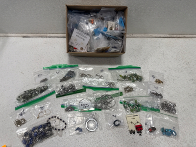 (1) Box Full Of Costume Jewelry- Necklaces, Earrings, Rings, Bracelets
