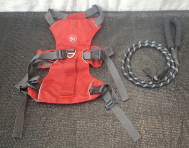 (1) Escape Proof Harness For Dogs - No Slip Dog Vest Harness W/ Handle & Leash, Red, XL & (1) Box Of Assorted Amazon Overstock