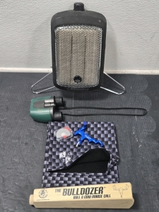 Brinkmann Catalytic Space Heater, Carson Binoculars, SA Fleece Neck Gator, The Bulldozer Bull & Cow Moose Cale, NoxDyn Bow String Pull, Carlton's Calls Aluminum Frame Diaphrams