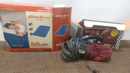 Dirt Devil & Inflated Bed.