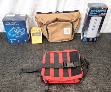 (1) Carhartt CB0401 Waist Pack, (1) UV Mosquito Trap, (1) EMT Molle Pouch, Red/Black & (1) Intelligent Type Digital Blood Pressure Monitor