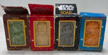 (4) Vintage Star Wars Bath Soaps In Original Packaging