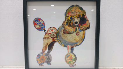 Framed Autographed Poodle Art