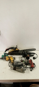 (2) Chainsaws, (2) Drywall Screwdrivers, (1) Circular Saw