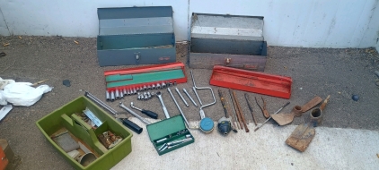 (1) Tool Lot - (2) SK Wayne Toolboxes (1) Plastic Bin. Tools & Hardware