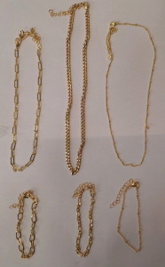 (6) Pieces Of Assorted Cosmetic Jewelry - (3) Necklaces, (3) Bracelets & (1) Box Of Assorted Amazon Overstock