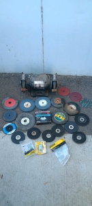 (1) 6" Bench Grinder - BG-6A w/ (22) Grinding & Cutting Wheels