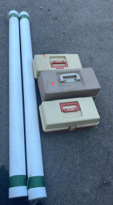 (3) Fishing Tackle Boxes (1) Browning Silaflex Fishing Pole (1) El Dorado Fishing Pole