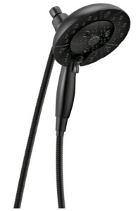 (1) DELTA H2Okinetic In2ition 2-In-1 Dual Hand Shower W/ 5-Spray Settings, Hose & Magnetic Docking, Matte Black Finish, 58480-BL-PK