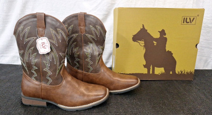 (1) Pair Of IUV - Men's Cowboy Boots, Durable Western Boots, Fashionable, Retro, Classic, Embroidered, Easy-to-Wear & Non-Slip, Size 12